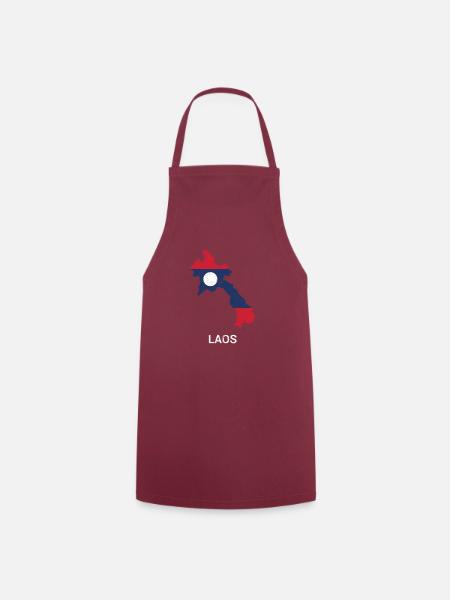 Laos ( Lao ) Länderkarte & Flagge - Kochschürze - Bordeaux