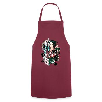 Japanese Geisha Sword Samurai Warrior 114 - Cooking Apron - bordeaux - Front - AI Model Male 185 dark (185cm)