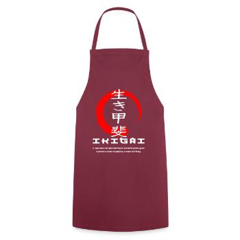 Ikigai meaning Japanese kanji words character - Cooking Apron - bordeaux - Front - AI Model Male 185 dark (185cm)