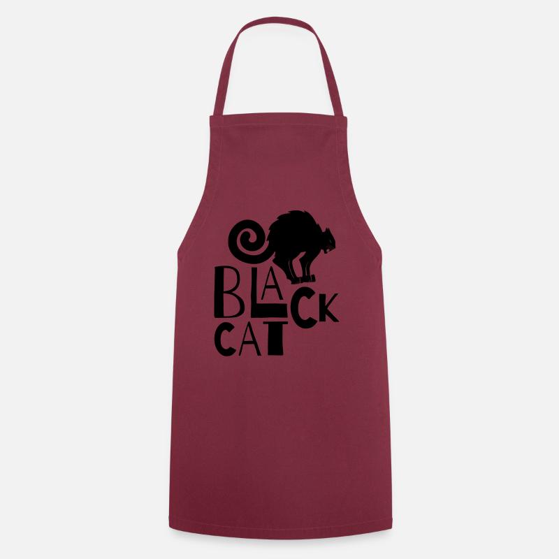 Chat noir - Tablier de cuisine - bordeaux
