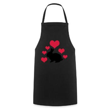 Lapin à 6 cœurs 2 - Tablier de cuisine - noir - Devant - AI Model Male 185 dark (185cm)