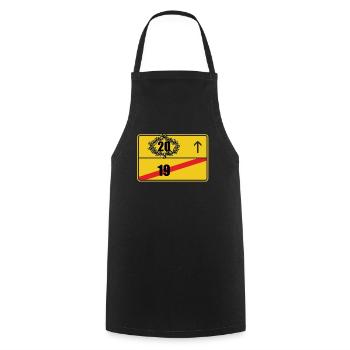 Ortsschild 20. Geburtstag Geschenk - Kochschürze - Schwarz - Vorne - AI Model Male 185 dark (185cm)
