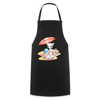 Chat sur la plage - Tablier de cuisine - noir - Devant - AI Model Male 185 dark (185cm)