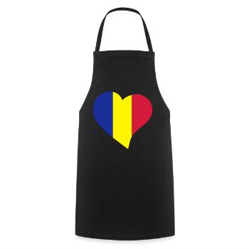 Romanian heart - Cooking Apron - black - Front - AI Model Male 185 dark (185cm)