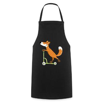 Petit renard sur son scooter vert - Enfants - Tablier de cuisine - noir - Devant - AI Model Male 185 dark (185cm)