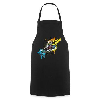 Sneaker Zeichnung mit Flügel - Kochschürze - Schwarz - Vorne - AI Model Male 185 dark (185cm)