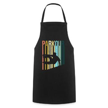 Parkour Retro - Kochschürze - Schwarz - Vorne - AI Model Male 185 dark (185cm)