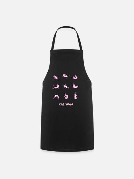 yoga cats pink sport spiritual namaste humor om - Cooking Apron - black