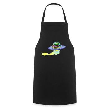 Vaisseau extraterrestre alien - Tablier de cuisine - noir - Devant - AI Model Male 185 dark (185cm)