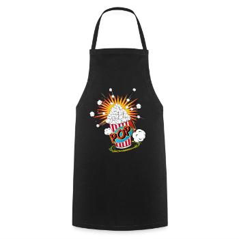 Popcorn im Pop Art Stil - Kochschürze - Schwarz - Vorne - AI Model Male 185 dark (185cm)