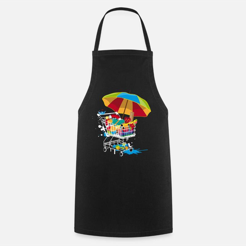 Ustensiles de plage dans le panier - Tablier de cuisine - noir