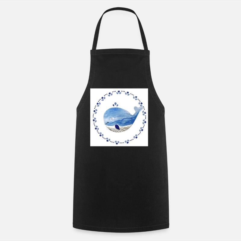 Petit poster de baleine - Tablier de cuisine - noir