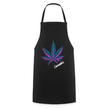 Cannabis Leaf Cannabis Grass Weed Gift - Cooking Apron - black - Front - AI Model Male 185 dark (185cm)