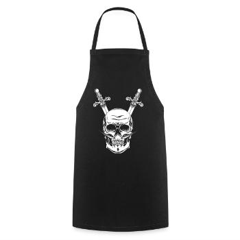 Piraten Schädel Totenkopf Dolche Säbel - Kochschürze - Schwarz - Vorne - AI Model Male 185 dark (185cm)