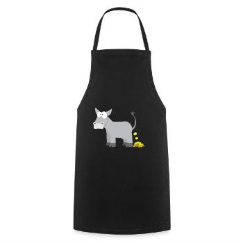 Children's motive donkey animal shirt gift idea gold donkey - Cooking Apron - black - Front - AI Model Male 185 dark (185cm)