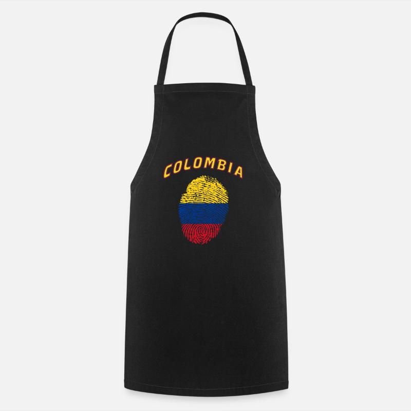Colombie Empreinte digitale / Cadeau drapeau - Tablier de cuisine - noir