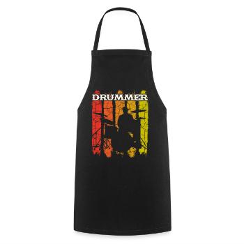 Musicien de batteur rétro vintage - Tablier de cuisine - noir - Devant - AI Model Male 185 dark (185cm)
