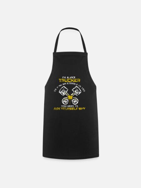 Truck driver truck lorry - Cooking Apron - black