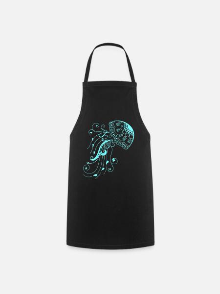 Qualle Meerestier Neon fisch Strand - Kochschürze - Schwarz