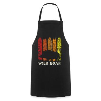 Retro vintage style boar pig - Cooking Apron - black - Front - AI Model Male 185 dark (185cm)