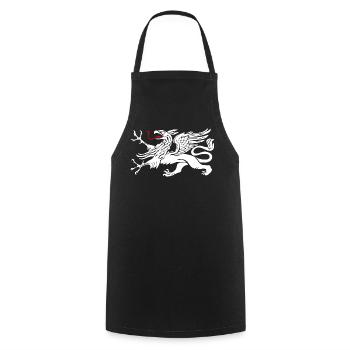 Rostock griffin in white with red tongue - Cooking Apron - black - Front - AI Model Male 185 dark (185cm)