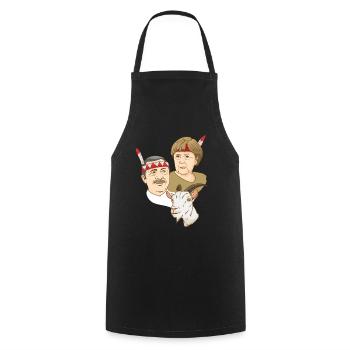 Erdogan Merkel Chèvre Satire Homme politique indien - Tablier de cuisine - noir - Devant - AI Model Male 185 dark (185cm)