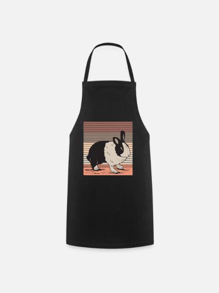Dutch Rabbit Black White Retro Vintage - Cooking Apron - black