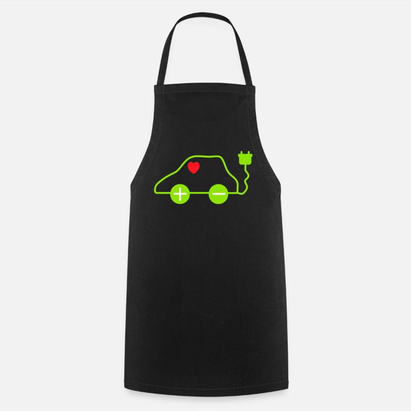Conception de cœur de voiture électrique verte - Tablier de cuisine - noir