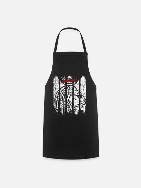 Vintage Retro Sachmet Silhouette Gift Deity - Cooking Apron - black