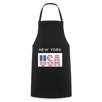 New York, États-Unis, États-Unis T-shirt NYC - Tablier de cuisine - noir - Devant - AI Model Male 185 dark (185cm)