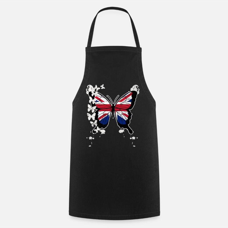 Butterfly Union Jack - Cooking Apron - black