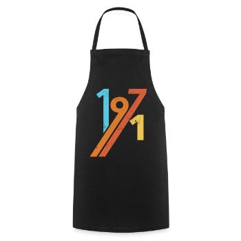 1971 anniversaire rétro vintage - Tablier de cuisine - noir - Devant - AI Model Male 185 dark (185cm)