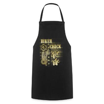 cadeau motard femme motard moto femme - Tablier de cuisine - noir - Devant - AI Model Male 185 dark (185cm)