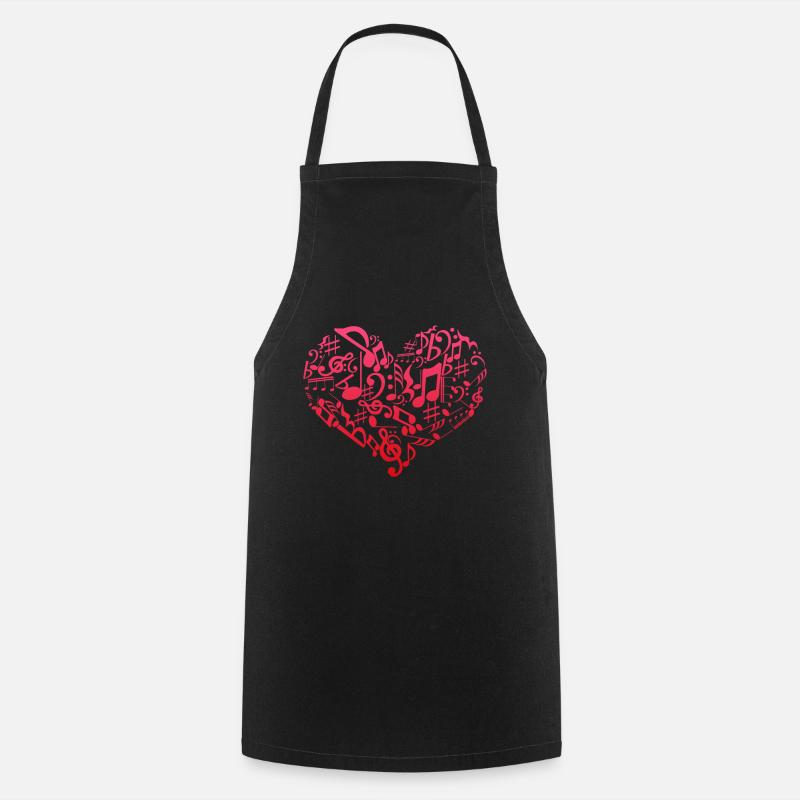 Notes de coeur de musique - Tablier de cuisine - noir