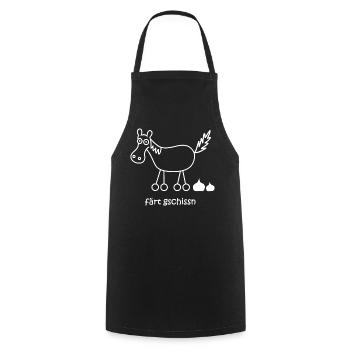 färt, feasts gschissn, funny horse design - Cooking Apron - black - Front - AI Model Male 185 dark (185cm)