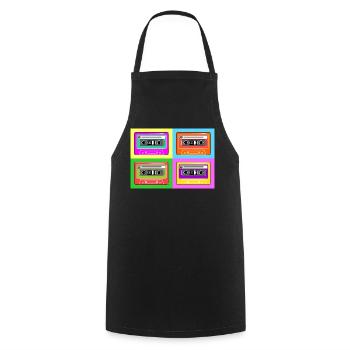 Cassette pop art tape - Cooking Apron - black - Front - AI Model Male 185 dark (185cm)