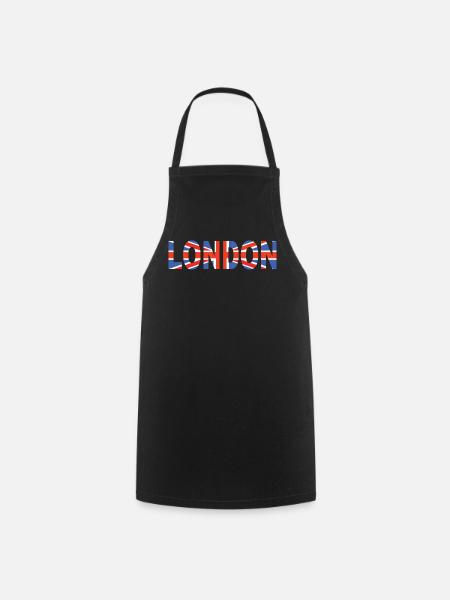 Londres couché avec drapeau - Tablier de cuisine - noir