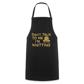 Knitting - Leave me alone - Cooking Apron - black - Front - AI Model Male 185 dark (185cm)