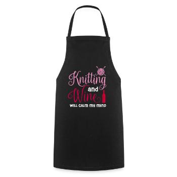 Knitting and Wine - Cooking Apron - black - Front - AI Model Male 185 dark (185cm)