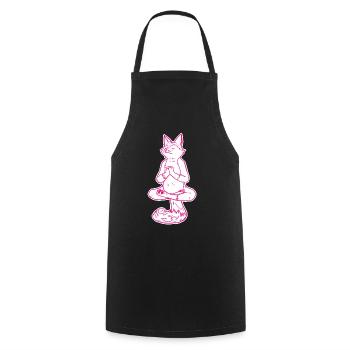 Renard en méditation - Tablier de cuisine - noir - Devant - AI Model Male 185 dark (185cm)
