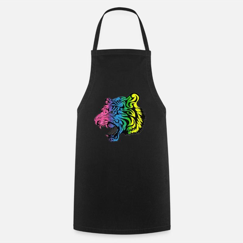 Tiger Head - Wild Cat - Wild Animals - Cooking Apron - black