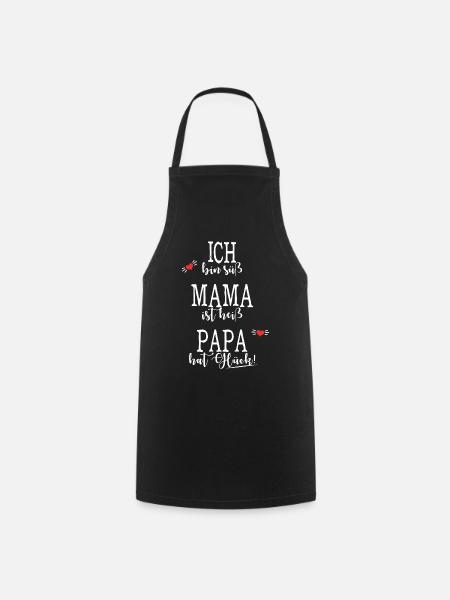 Papa Mama Baby Vatertag Glueck - Kochschürze - Schwarz