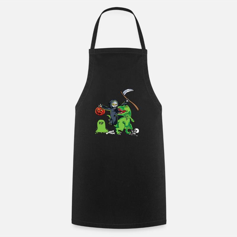 Sensenmann Reitet T Rex Halloween Reaper Geschenk - Kochschürze - Schwarz