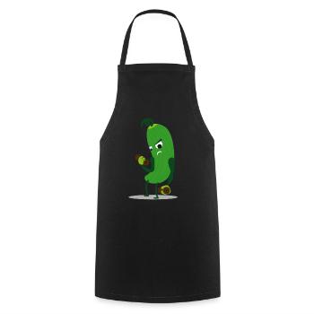 Gurke Vegan Muskeln Gym Kraftsport Lauch - Kochschürze - Schwarz - Vorne - AI Model Male 185 dark (185cm)