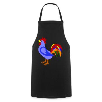 Colorful rooster in art design - Cooking Apron - black - Front - AI Model Male 185 dark (185cm)