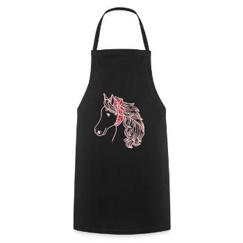 cheval enfants filles équitation Hobby Bandana Cadeau - Tablier de cuisine - noir - Devant - AI Model Male 185 dark (185cm)