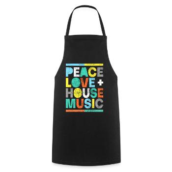Frieden Liebe Haus Musik - Kochschürze - Schwarz - Vorne - AI Model Male 185 dark (185cm)