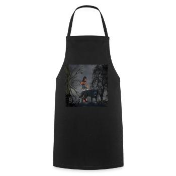Awesome fairy with wolf - Cooking Apron - black - Front - AI Model Male 185 dark (185cm)
