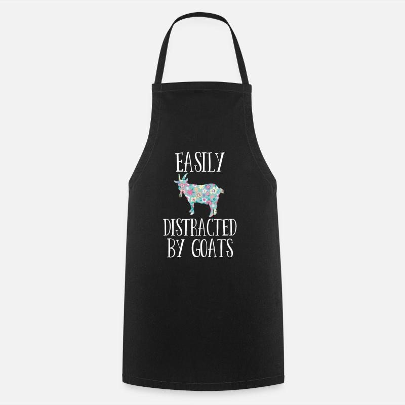 Easily Distracted By Goats - Cooking Apron - black