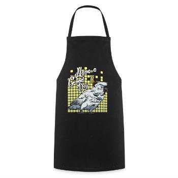 Cacatode | Cadeau de papa ou de perroquet Kakadus - Tablier de cuisine - noir - Devant - AI Model Male 185 dark (185cm)